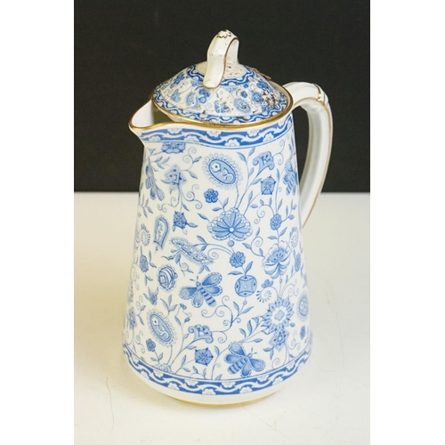 43 - Royal Crown Derby 'Wilmot' pattern hot water jug & cover (a/f, approx 20cm high) and milk jug