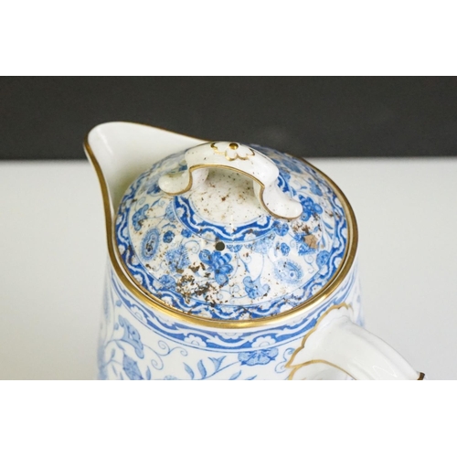 43 - Royal Crown Derby 'Wilmot' pattern hot water jug & cover (a/f, approx 20cm high) and milk jug