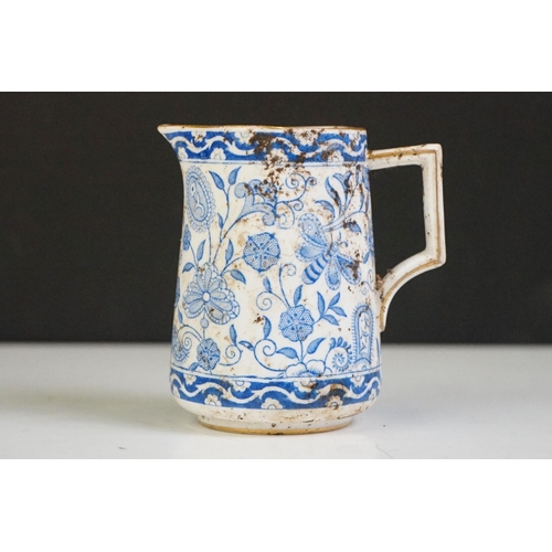 43 - Royal Crown Derby 'Wilmot' pattern hot water jug & cover (a/f, approx 20cm high) and milk jug