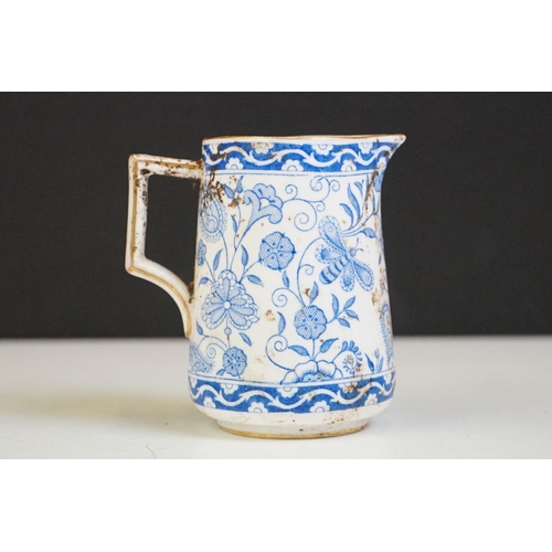 43 - Royal Crown Derby 'Wilmot' pattern hot water jug & cover (a/f, approx 20cm high) and milk jug