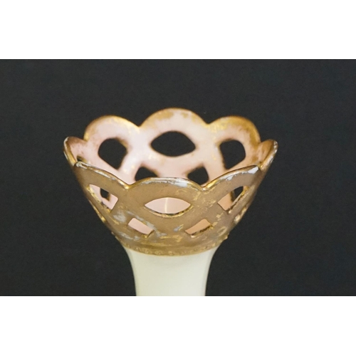 44 - M Redon Limoges twin-handled urn vase with hand enamelled floral decoration on pink & cream ground, ... 