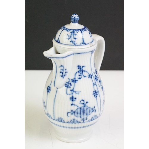 49 - 19th century German Porcelain Mocha Jug decorated in the Straw Flower pattern, blue under glazed cro... 