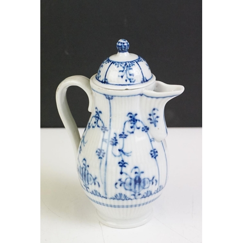 49 - 19th century German Porcelain Mocha Jug decorated in the Straw Flower pattern, blue under glazed cro... 