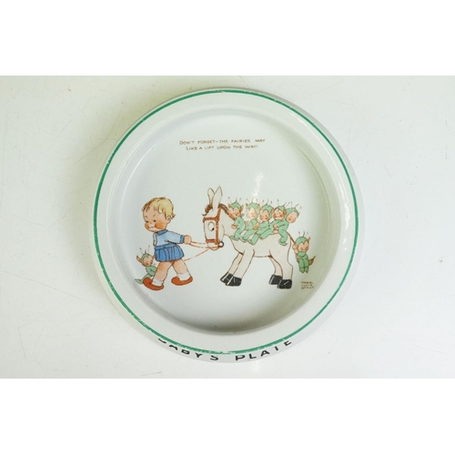 58 - Four Shelley Mabel Lucie Attwell Baby's Plates, decorated with verses and images featuring 'Boo Boo'... 