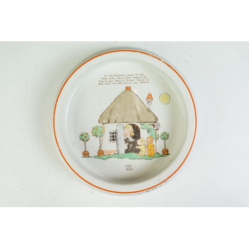 58 - Four Shelley Mabel Lucie Attwell Baby's Plates, decorated with verses and images featuring 'Boo Boo'... 