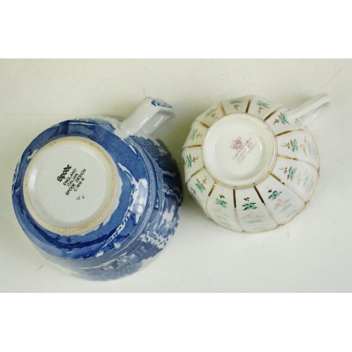 62 - Studio pottery coffee set with blue Asian character-style decoration (coffee pot & cover, 5 cups & s... 