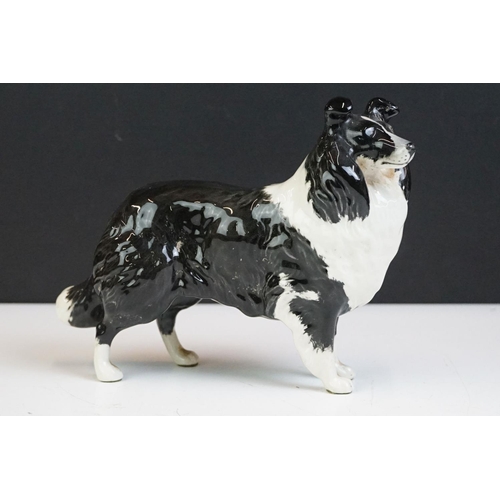 65 - Beswick - A Beswick Piebald Shire Mare with harness (appears overpainted, 21.5cm high), together wit... 