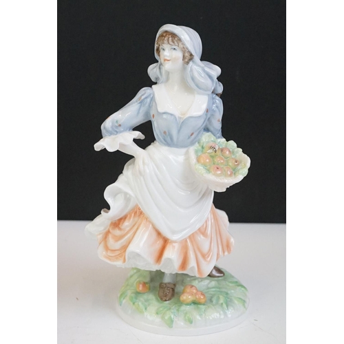 67 - Three Royal Worcester 'Old Country Ways' ltd edn lady figures (Rosie Picking Apples, A Farmer's Wife... 