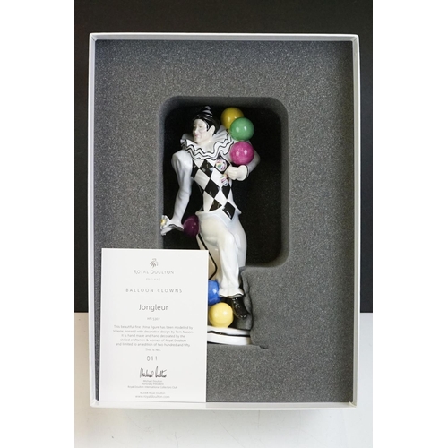 73 - Set of four boxed Royal Doulton 'Balloon Clowns' limited edition porcelain figures with CoAs, to inc... 