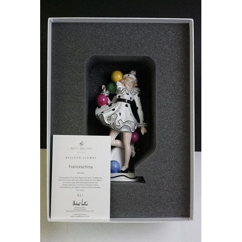 73 - Set of four boxed Royal Doulton 'Balloon Clowns' limited edition porcelain figures with CoAs, to inc... 