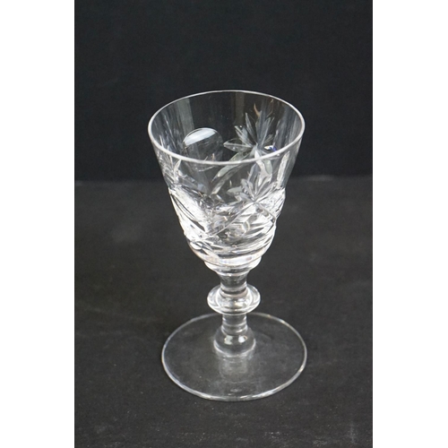 75 - Set of six Webb Corbett cut glass liqueur glasses (8cm high), together with a set of 9 cut glass sho... 