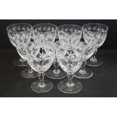 75 - Set of six Webb Corbett cut glass liqueur glasses (8cm high), together with a set of 9 cut glass sho... 