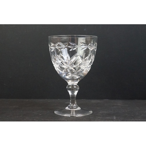 75 - Set of six Webb Corbett cut glass liqueur glasses (8cm high), together with a set of 9 cut glass sho... 