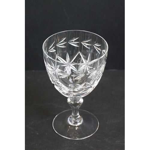 75 - Set of six Webb Corbett cut glass liqueur glasses (8cm high), together with a set of 9 cut glass sho... 