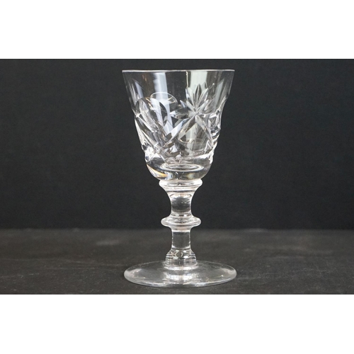 75 - Set of six Webb Corbett cut glass liqueur glasses (8cm high), together with a set of 9 cut glass sho... 