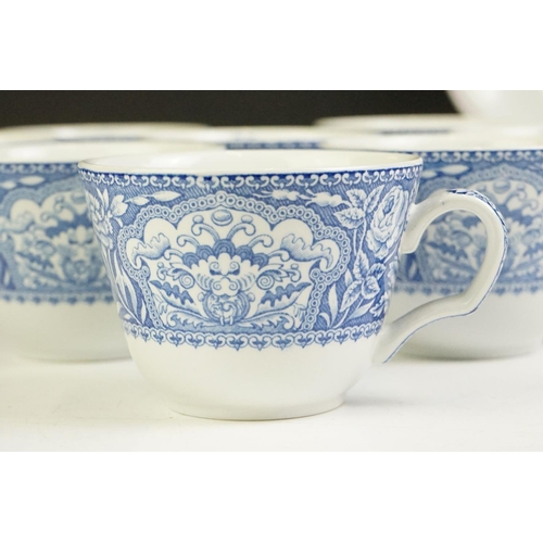 78 - The Spode Blue Room Collection Georgie Series 'Floral' set of 8 teacups & saucers, plus a Spode flor... 