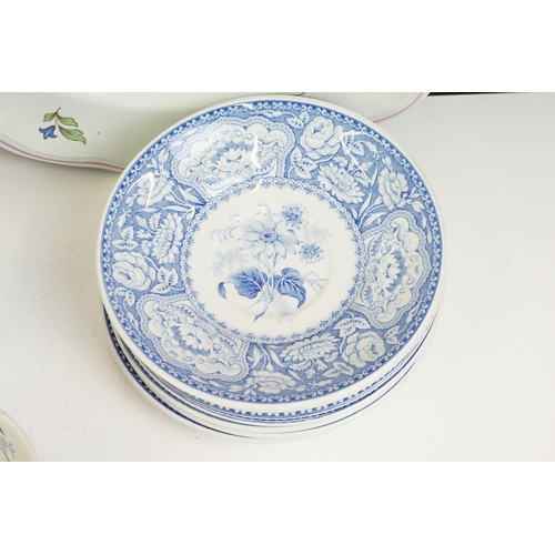 78 - The Spode Blue Room Collection Georgie Series 'Floral' set of 8 teacups & saucers, plus a Spode flor... 