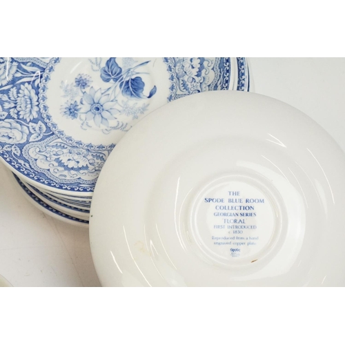 78 - The Spode Blue Room Collection Georgie Series 'Floral' set of 8 teacups & saucers, plus a Spode flor... 