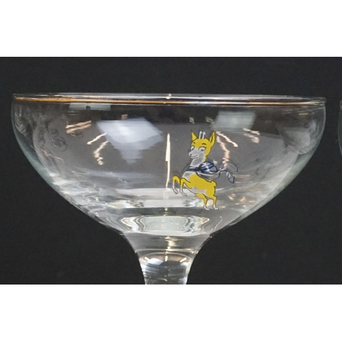 81 - Advertising - Set of eight Babycham glasses (11cm high), plus a bottle of Babycham (100ml - appears ... 