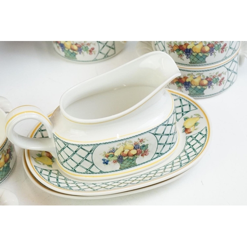 82 - Villeroy & Boch 'Basket' (pattern no. 1748) soup set to include 11 soup bowls, 12 saucers, sauce boa... 