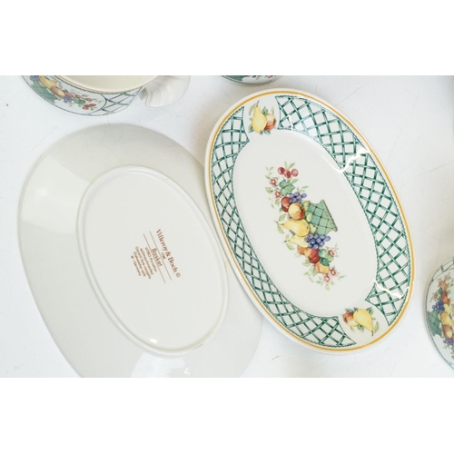 82 - Villeroy & Boch 'Basket' (pattern no. 1748) soup set to include 11 soup bowls, 12 saucers, sauce boa... 