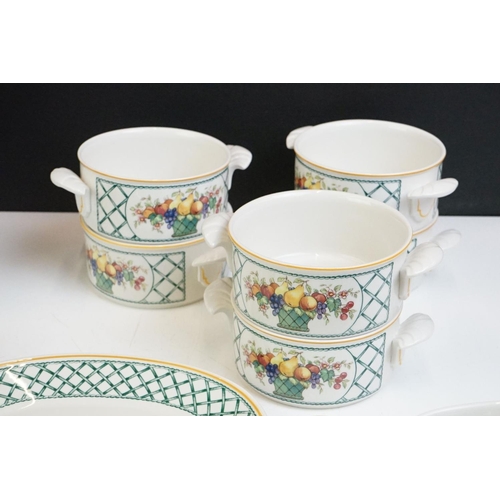 82 - Villeroy & Boch 'Basket' (pattern no. 1748) soup set to include 11 soup bowls, 12 saucers, sauce boa... 