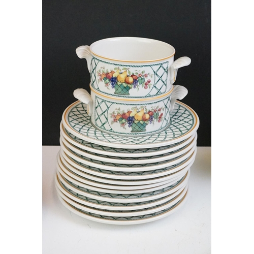 82 - Villeroy & Boch 'Basket' (pattern no. 1748) soup set to include 11 soup bowls, 12 saucers, sauce boa... 