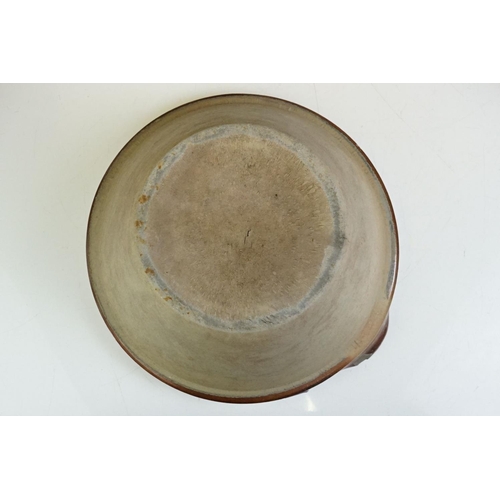 83 - Two late 19th / early 20th century stoneware dairy bowls (largest 29.5cm diameter), together with a ... 