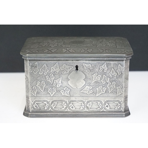 100 - Late 19th century Aesthetic Movement silver plated twin-compartment tea caddy, with repousse & chase... 