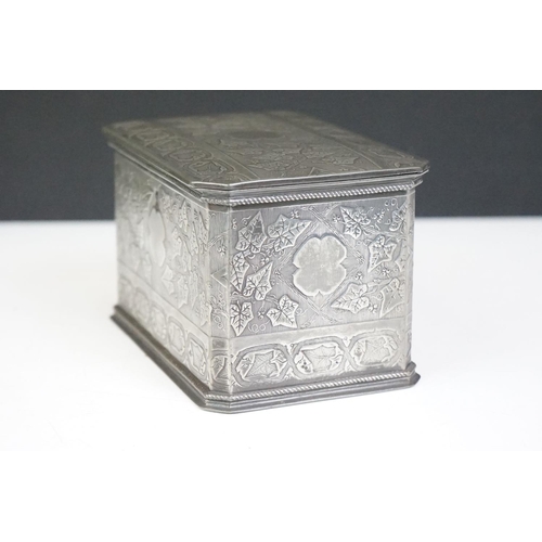 100 - Late 19th century Aesthetic Movement silver plated twin-compartment tea caddy, with repousse & chase... 