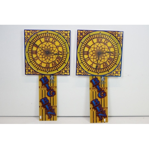 358 - Two contemporary printed perspex Big Ben wall clocks.