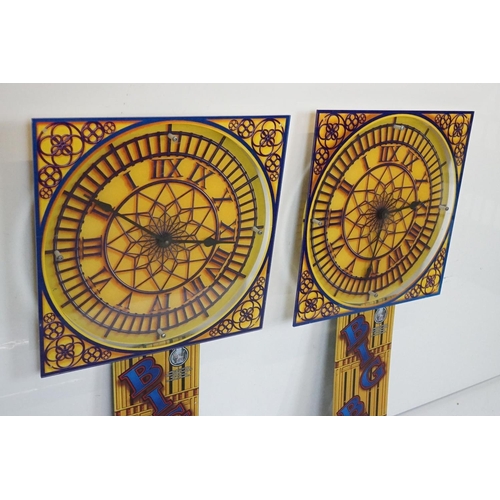358 - Two contemporary printed perspex Big Ben wall clocks.