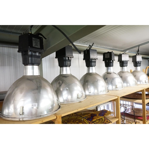 652 - Six Large Industrial Conical Light Fittings with Thorlux Integral Ballast Units, approx. 78cm high