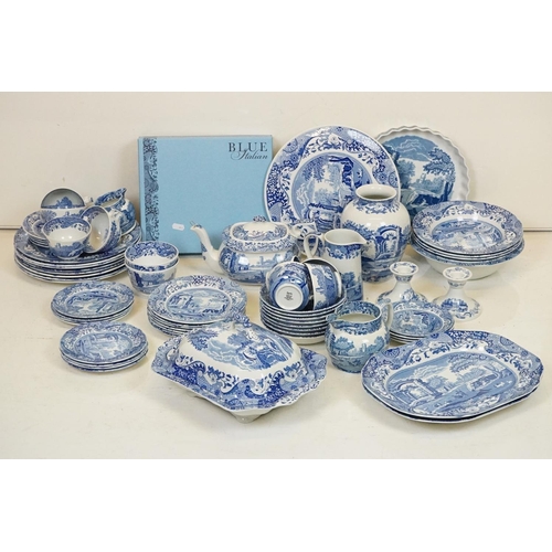 88 - Collection of Spode Italian blue & white ceramics to include teapot & cover, 8 teacups & saucers, 8 ... 