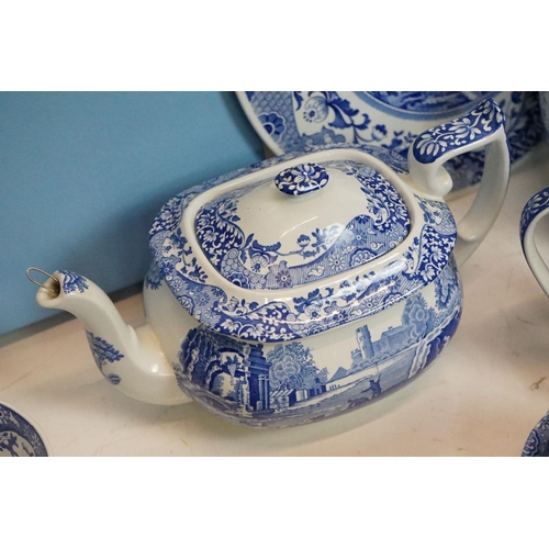 88 - Collection of Spode Italian blue & white ceramics to include teapot & cover, 8 teacups & saucers, 8 ... 