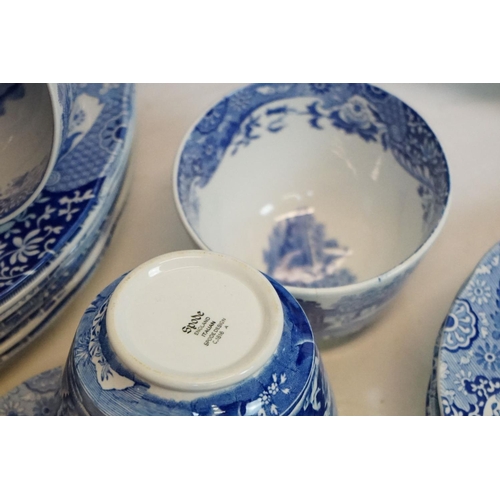 88 - Collection of Spode Italian blue & white ceramics to include teapot & cover, 8 teacups & saucers, 8 ... 