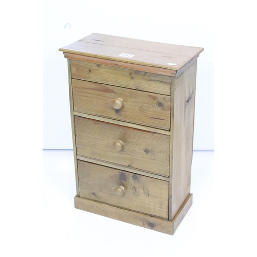 643 - Pine kitchen worktop chest of three drawers, 37cm wide x 54cm high