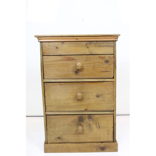 643 - Pine kitchen worktop chest of three drawers, 37cm wide x 54cm high