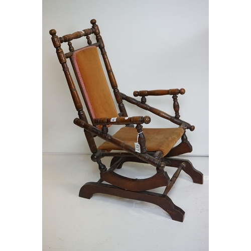 635 - Edwardian Child's American Rocking Chair (a/f), 42cm wide x 76cm high together with a Wooden Slatted... 