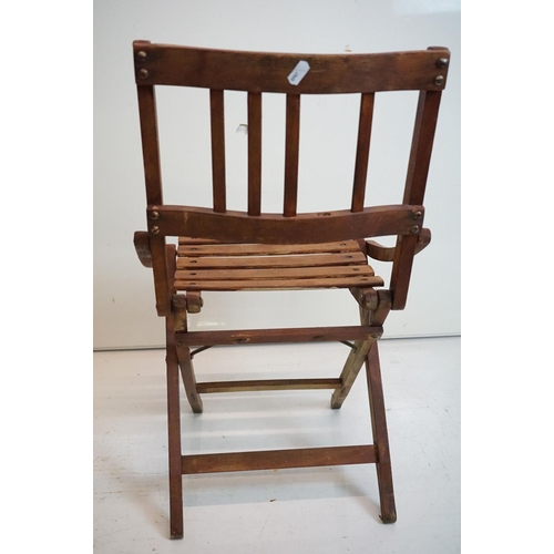 635 - Edwardian Child's American Rocking Chair (a/f), 42cm wide x 76cm high together with a Wooden Slatted... 