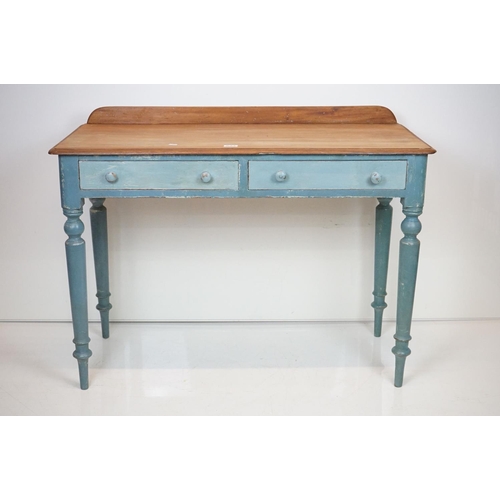 644 - 19th Century Pine side table with 2 drawers.