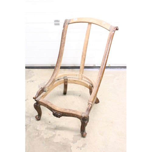 637 - Three Chairs in need of re-upholstering including 19th century Slipper Chair, French Elbow Chair and... 