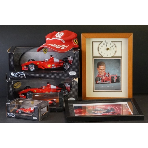 1189 - Four boxed Mattel Hot Wheels Racing F1 Ferrari diecast models to include 1/43 50213 Michael Schumach... 