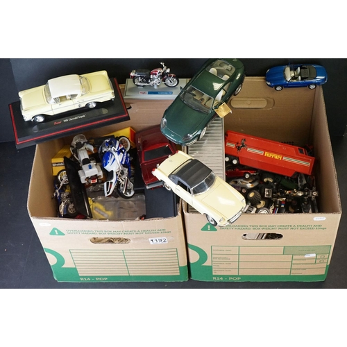 1192 - Collection of diecast models to include Maisto, Corgi, Guitoy, Saico, New Ray, Matchbox, etc, featur... 