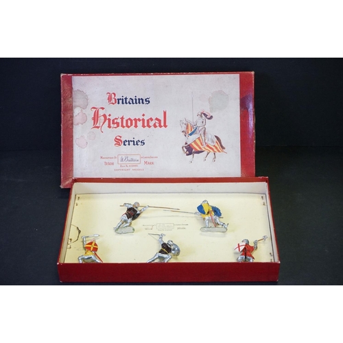 402 - Three boxed Britains Historical Series metal figure sets to include 1664 - Knights of Agincourt (Foo... 