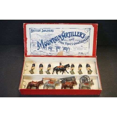 405 - Two boxed Britains metal figure sets to include No. 28 British Soldiers - Mountain Artillery with Mu... 