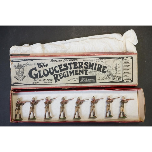 414 - Four boxed Britains ' British Soldiers ' metal figure sets to include No. 119 The Gloucestershire Re... 