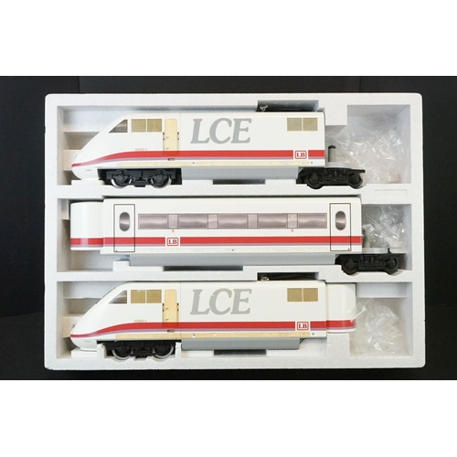 161 - Boxed LGB Lehmann 'The Big Train' G scale 90950 LCE locomotive and coach pack, complete