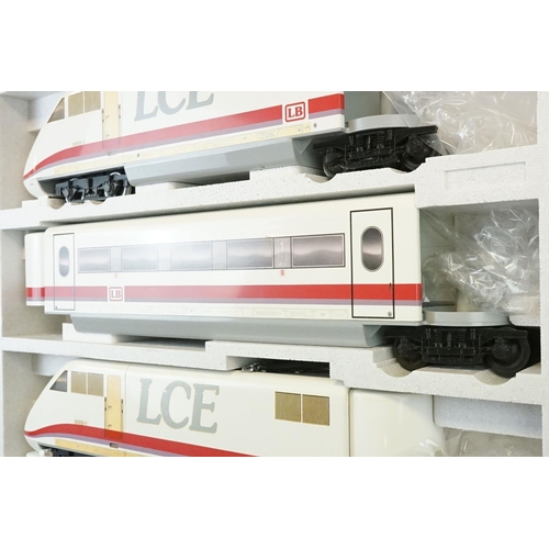 161 - Boxed LGB Lehmann 'The Big Train' G scale 90950 LCE locomotive and coach pack, complete