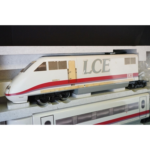 164 - Boxed LGB Lehmann 'The Big Train' G scale 90950 LCE locomotive and coach pack, complete